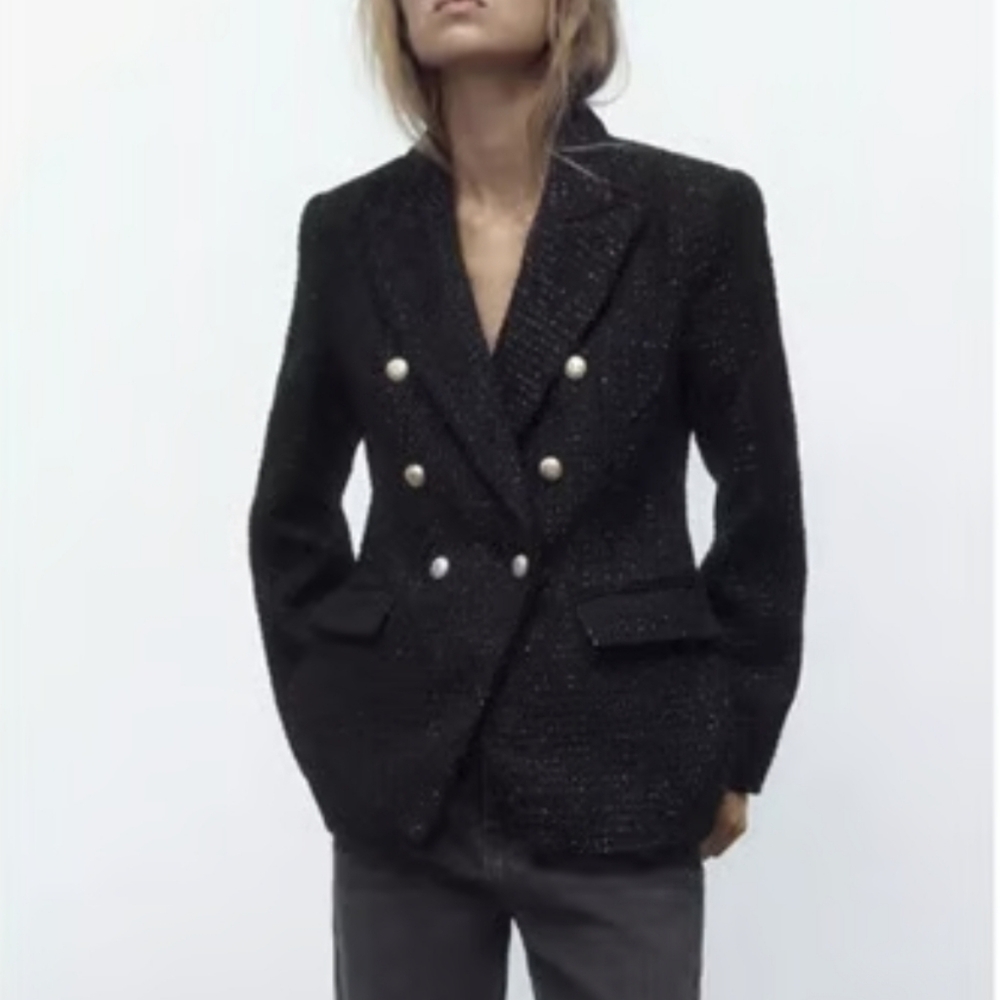 Zara Black Double-Breasted Blazer